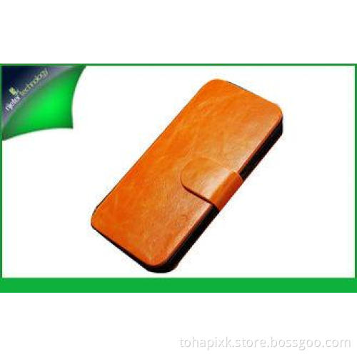 Cute Yellow Apple Iphone 5s Leather Cases With Stand , Mobi